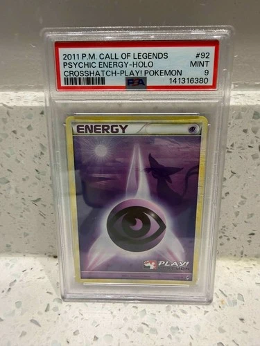Pokemon Psychic Energy Call of Legends Crosshatch Reverse Holo PLAY! #92 PSA 9