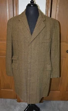 VTG Men's WALTER-MORTON Wool Tweed Trench COVERT Coat 44 Capper/Capper THICK