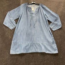 BANANA REPUBLIC Tie-Neck Chambray Mini Dress Women's Size M Blue