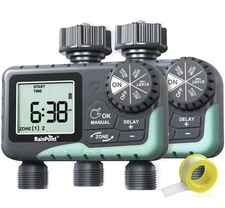 2 Zone Sprinkler Timer - 2pcs Water Timer for Garden Hose with Rain Delay/Man...