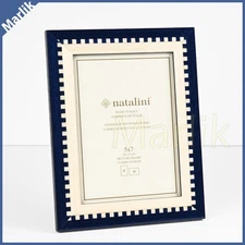 NATALINI Handmade ITALIAN Marquetry Frame 5X7" (13x18 cm) Dark Blue/Ivory, NEW