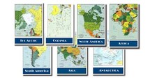 Continent Maps Educational Geography - 7 POSTER SET