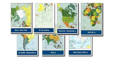 Continent Maps Educational Geography - 7 POSTER SET