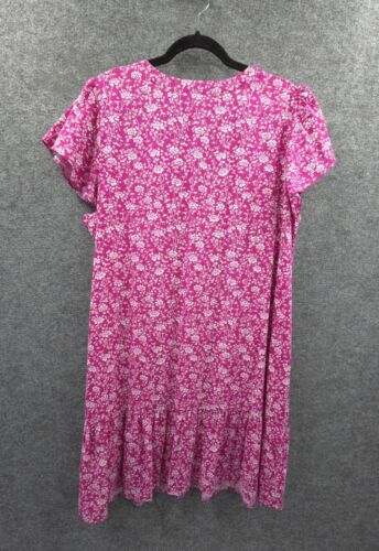 Loft Dress Womens XL Short Sleeve Knee Length Button Up V-Neck Pink Floral NWT - Picture 13 of 14