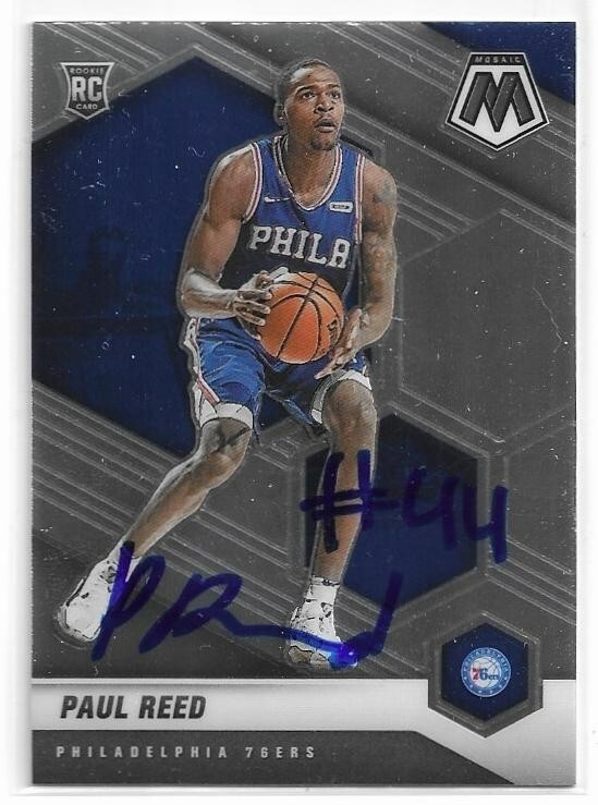 PAUL REED Autographed Signed 2020-21 Panini Mosaic ROOKIE card #245 ...