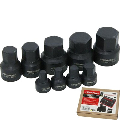 Neilsen Low Profile Stubby Kurzschlag Sechskant-Bit Steckschlüsselsatz 6 mm - 19 mm 9 Stck.