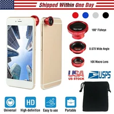 Camera Lens Kit Universal 3in1 Magnetic Wide Angle Fish Eye Macro For Cell Phone