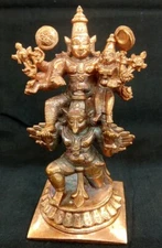 Lord Vishnu With Laxmi On Garuda In Pure Solid Copper