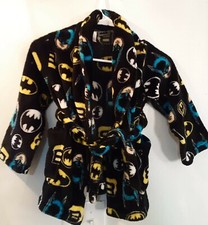 Batman Boys DC Comics Black,yellow blue Fleece Bathrobe Robe Sz 4/5 87652