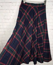 Vtg Union Wool Tartan Plaid High Waist Skirt Preppy Dark Academia XS/S W 25"