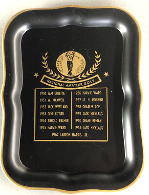 RARE 1962 National Amateur Golf Plate Metal Tin Labron Harris Jr