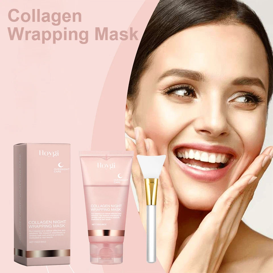 Collagen Night Wrapping Mask 75g / 2.65oz Overnight Care Mask Cream With Brush - Image 4 of 4