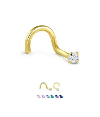 18KT Yellow Gold Plated 925 Sterling Silver Nose Ring Stud Screw