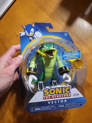 Sonic the Hedgehog Vector the Crocodile with Super Ring 4 inch Figure Jakks