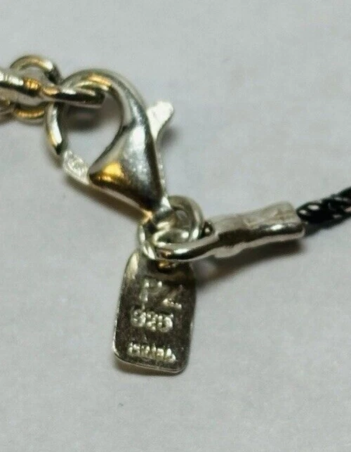 Or Paz Sterling 925 Silver Tri Color Hammered Dangle Statement Necklace 16 in - Image 2 of 4