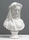 The Veiled Maiden Bust Statue (The Bride) - Veined & Polished - (13.9in/35.5cm)