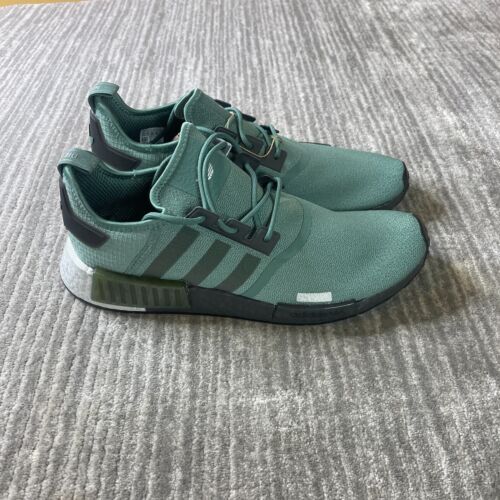Adidas NMD R1 Mens 13 Green Black Running Shoes Comfort Causal RARE COLOR