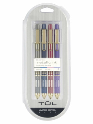TUL Limited Edition Metallic Ink Retractable Gel Pens, 0.8 medium