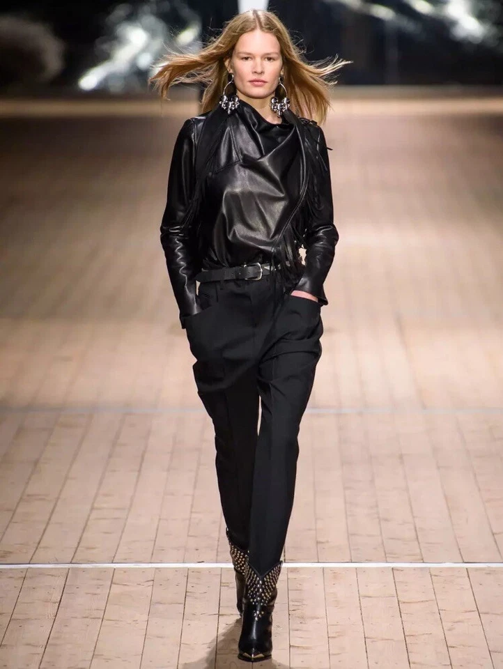 £1,900 ISABEL MARANT Runway Black Leather Biker Jacket - Image 3 of 4