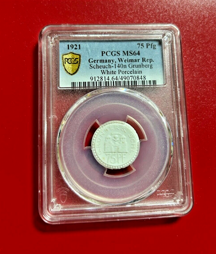 1921 75 PFG PCGS MS 64 GERMANY WEIMAR REP. WHITE PORCELAIN