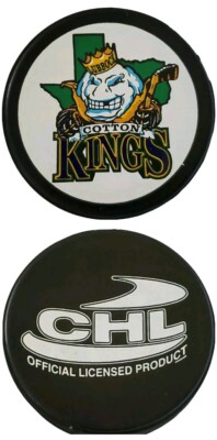LUBBOCK COTTON KINGS VINTAGE CHL OFFICIAL HOCKEY PUCK RARE -   LINDSAY MFG.