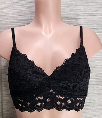 Nwt Momanda 34D Women's Lace Nursing Bra Wirefree Black.