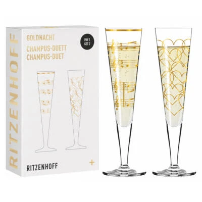 Ritzenhoff Flûte à champagne, set de 2 Goldnacht H23, Jean & Mahlberg, verre ...