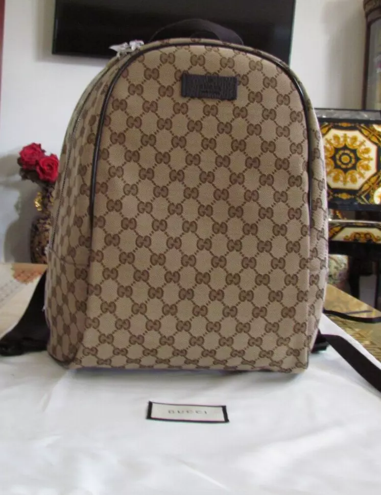 Gucci GG Backpack Beige/Brown Canvas/Leather