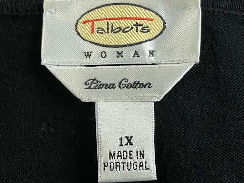 TALBOTS WOMAN CARDIGAN SWEATER SIZE 1X PIMA COTTON LONG SLEEVES BLACK COLOR VTG - Picture 8 of 10