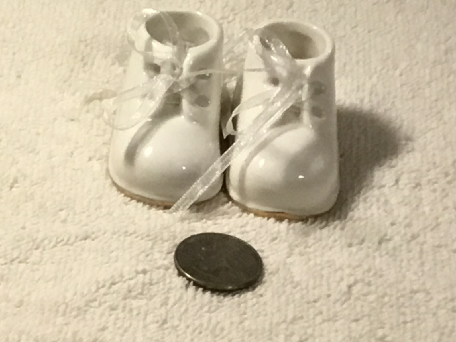 Birth  Announcements  Porcelain Baby Shoe with gold trim Adorable Birth Record