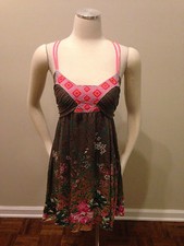 Free People Hippie Boho Floral Dress Criss Cross Straps Size 1 EUC