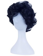 Men's Short Curly Black Wig Halloween Costume Party Fluffy Wig NEW