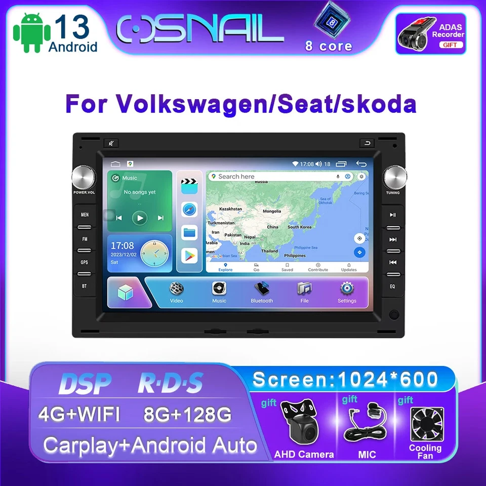 For VW Volkswagen PASSAT B5 MK4 MK5 Android Auto Car Radio CarPlay Player Screen - Image 2 of 4