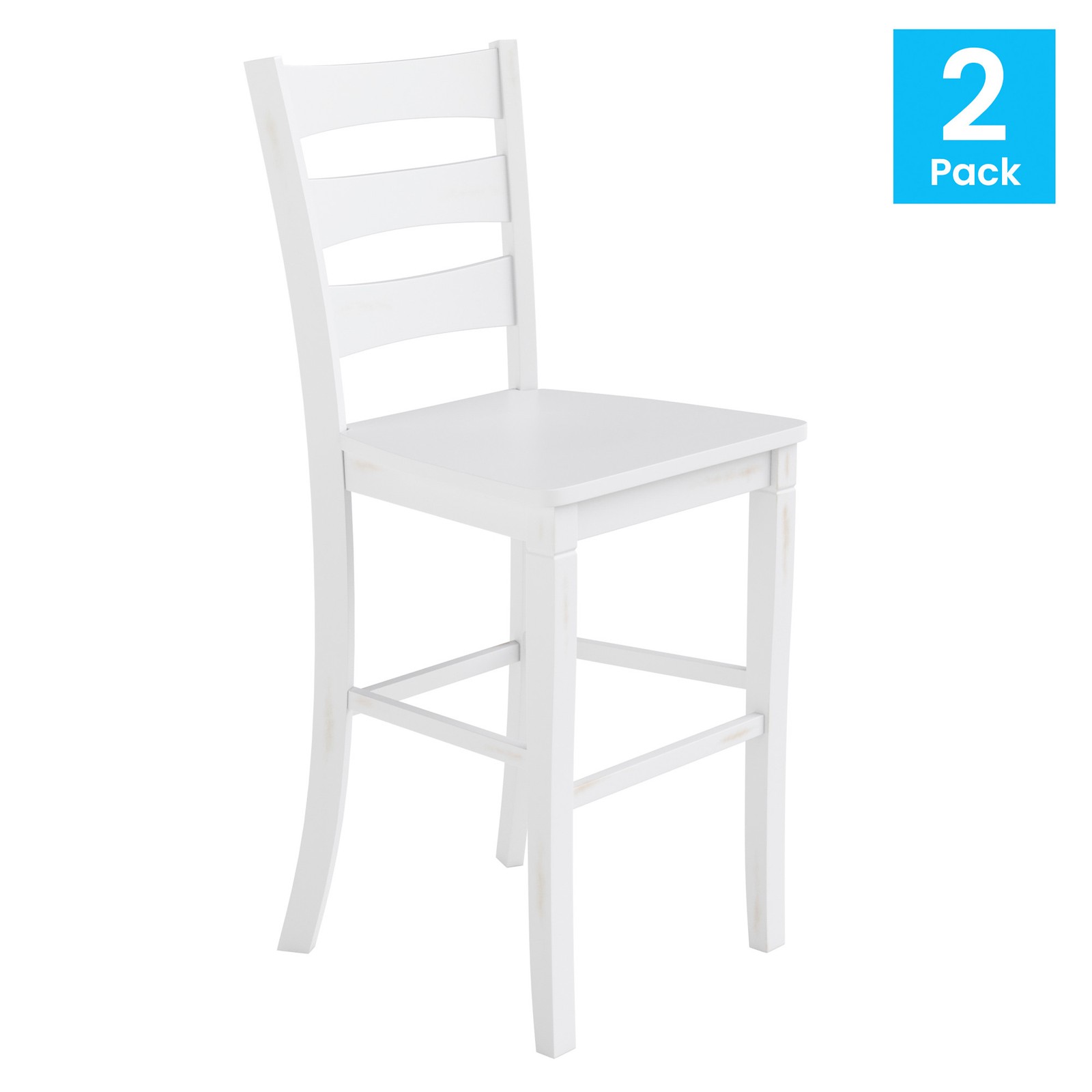 Flash Furniture FFIF95123 Kyson 19"W Two Piece Hardwood Bar Stool - White