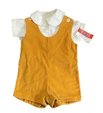 Velveteen NWT vintage Velvet Romper One Piece Yellow Baby 0-6m-A5