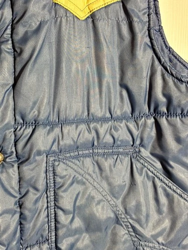 Vintage Sears Western Vest Puffer Snap Front Ski Blue Tan Snap XL image 7
