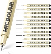 SAKEYR Fineliner Pens, Micro Pen Set 12 Sizes Black 0.2 3.0mm Brush , U