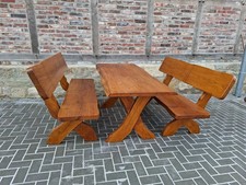 Gartengarnitur SB mit Baumkante | Eiche massiv | elegante Sitzgruppe Massivholz