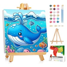 Dolphin Paint by Numbers Kit for Kids - with Frame and Easel, Kids Paint by N...