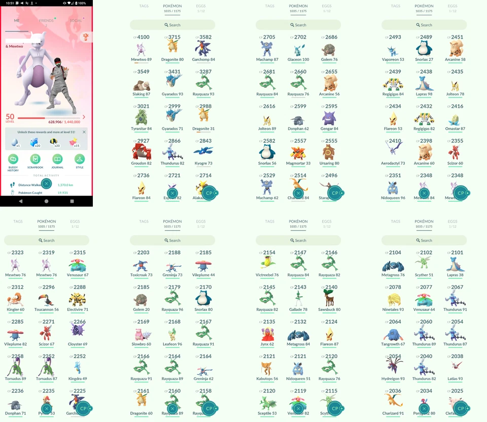 Pokémon Acc Go - Lvl41 - 224 Shiny - 175 Legendär