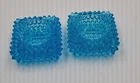 Fenton Blue Glass Hobnail Bubble Salt Cellars Tea Light Holders 2.5 Inch Sq