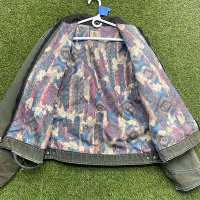 Vintage Carhartt Detroit Jacket Mens Large Aztec Southwestern