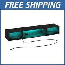 TV Stand with Power Outlet, Floating Shelf, RGB Lights