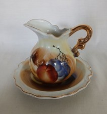 Vtg Hand Painted 4" Pitcher & Bowl Artmark Japan Made For Brinns Of Pittsburgh
