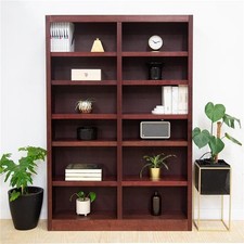 Concepts in Wood MI4884-C 12 Shelf Double Wide Wood Bookcase 84 inch Tall - C...