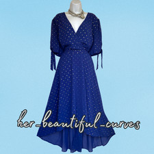 QUIZ NAVY & SHIMMERING GOLD POLKA DOTS OCCASION WEDDING PARTY DRESS SIZE 22