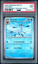2025 POKEMON PRE EN-PRISMATIC EVOLUTIONS MASTER BALL REVERSE HOLO GLACEON PSA 9