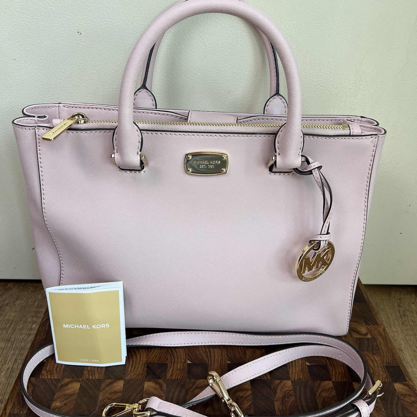 Michael Kors Kellen Medium Satchel Crossbody Bag Blossom Saffiano Leather NEW thumbnail 4
