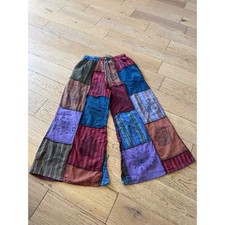 Karma Nepal Craft Patchwork Harem Pants Colorful Wide Leg Hippie Bohemian