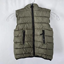 Appaman Vest Jacket Boys 4T Olive Green & Gray Puffer Hooded Full Zip Up Pockets